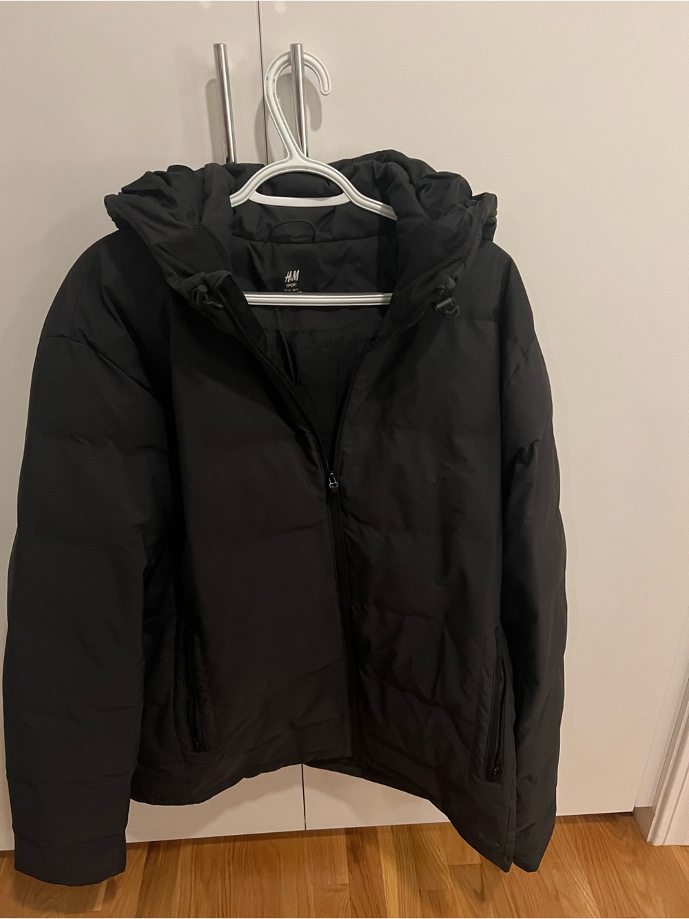 H&M Black Men's Hooded Puffer Coat